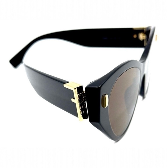 FENDI Brown Oversized Cat Eye UV Sunglasses Style FE400351 01E FENDI F logo NEW
